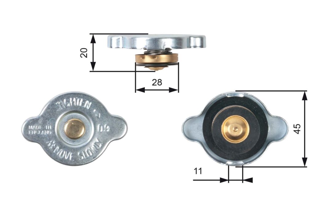 radiator cap size chart