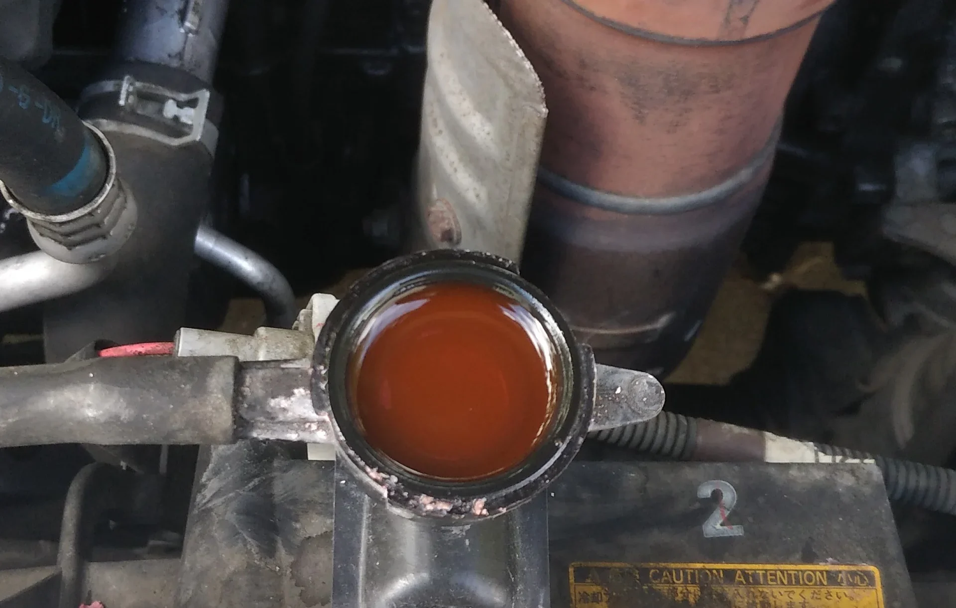 why is my radiator fluid brown