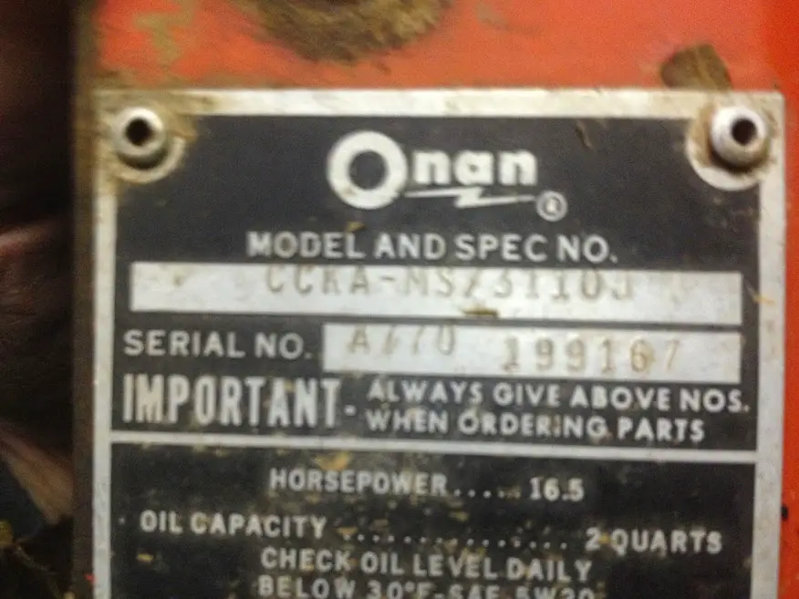 onan engine serial number identification