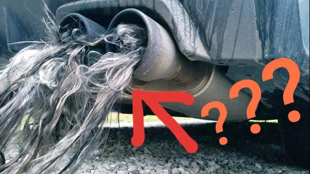 hair coming out of exhaust pipe