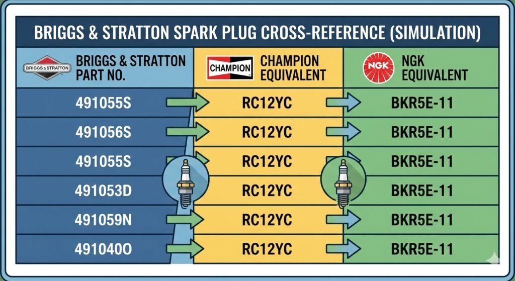 Briggs and Stratton Engine Spark Plug cross references